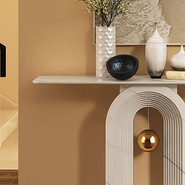 Contemporary White Console Table Rectangle Console Sofa Table for Hall Clearhalo 'Console Tables' 'console_tables' 'Entry & Mudroom Furniture' 'furn' 'furn_console_tables' 'Furniture' 1200x1200_4411e3f3-17ef-4639-8717-4d40f8253f7f