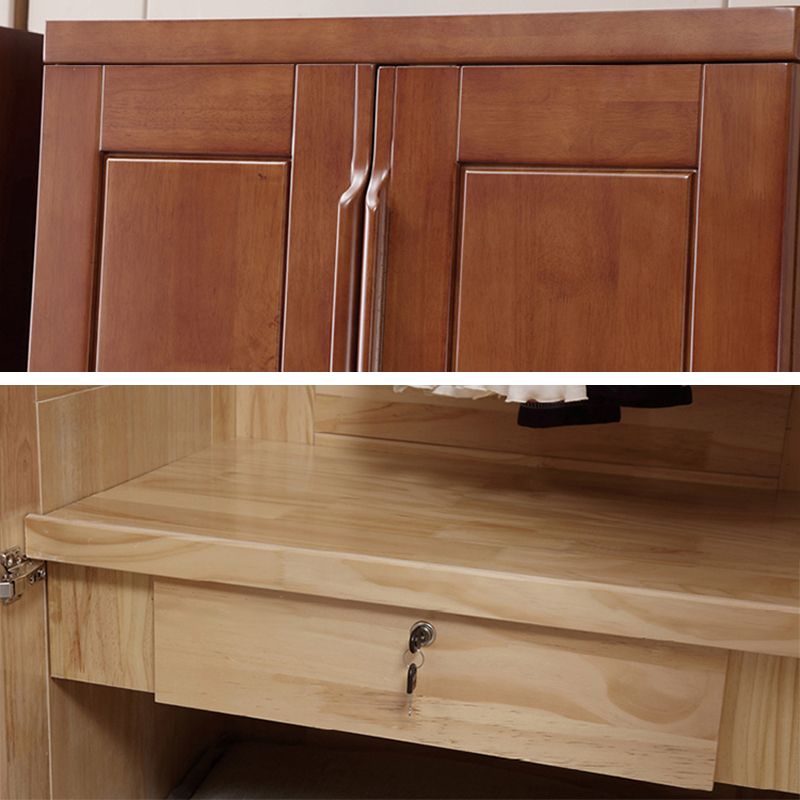 Armario de vestuario de madera de goma con estantes Gabinete de vestuario tradicional