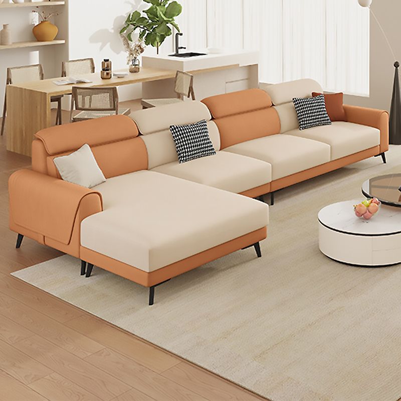 Crème à la coloration contemporaine Bran carré blanc canapé en cuir