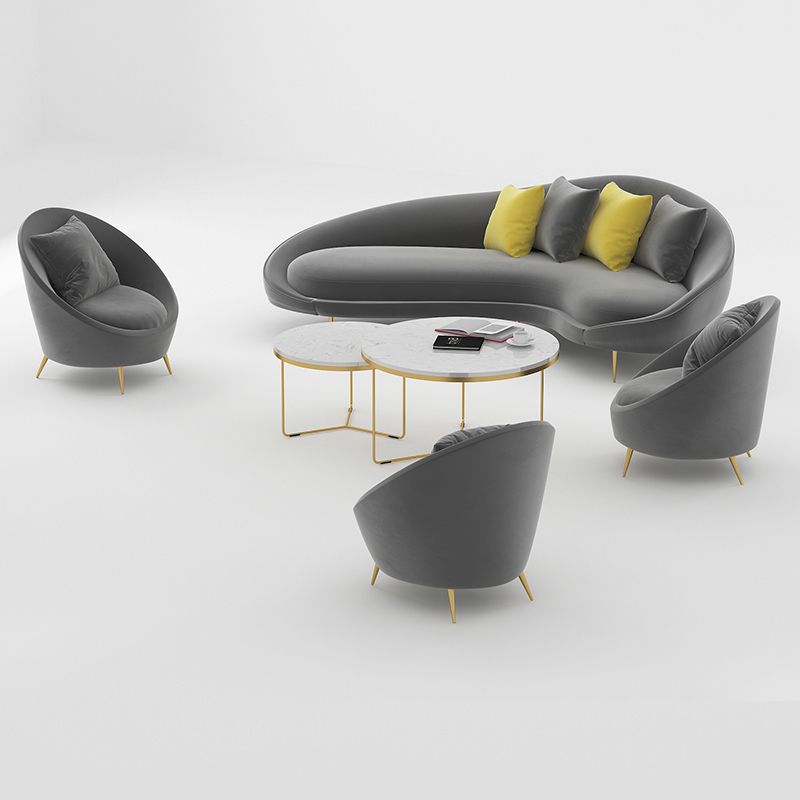 Velvet Sloped Arm Sofa Contemporary Curved Sofa for Living Room, Apartment