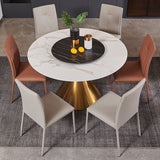 Glam Style Dining Round Table Sintered Stone Table with Turntable for Home Clearhalo 'Dining Tables & Seating' 'Dining Tables' 'dining_table' 'furn' 'furn_dining_table' 'Furniture' 'Kitchen & Dining Furniture' 1200x1200_44163f06-724f-4cec-911f-8cb4bc1a981c