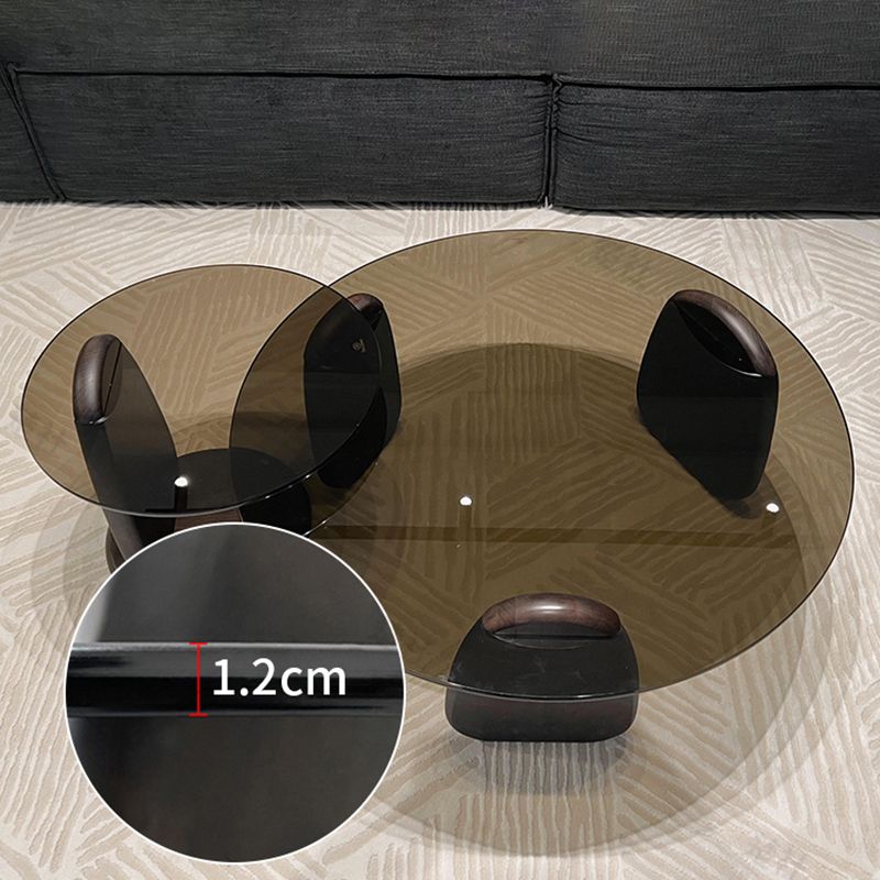Glass Top Coffee or End Table Black 2 Legs Coffee Cocktail Table