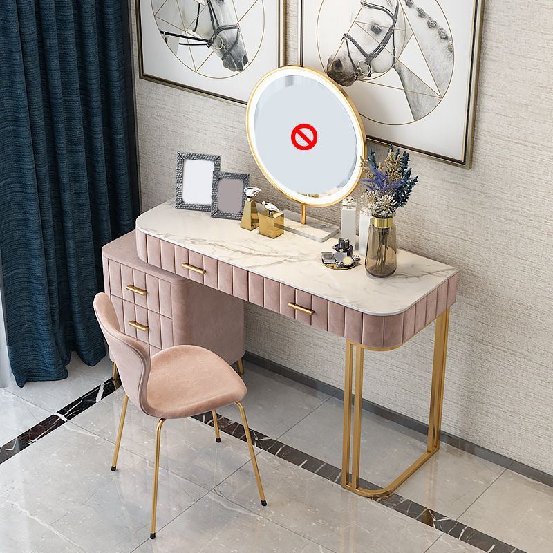 5-Drawers Vanity Makeup Table Set Vanity Stool with Wood Accent Clearhalo 'Bedroom Furniture' 'furn' 'furn_makeup_vanities' 'Furniture' 'Makeup Vanities' 'makeup_vanities' 1200x1200_4418687b-ad62-4f03-beac-35124c3ea98a