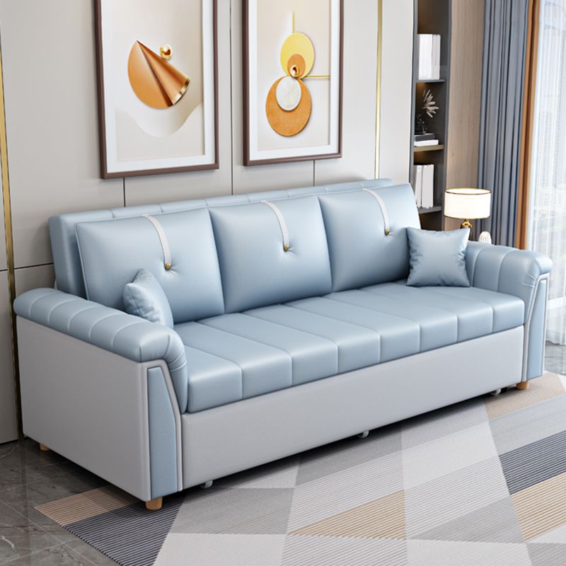Square Arm Standard Couch Bed Contemporary Faux Leather Bed Sofa Couch Clearhalo 'furn' 'furn_sofas' 'Furniture' 'Living Room Furniture' 'Sofa' 'sofas' 1200x1200_4418d422-f38c-4780-a644-032deb673f0a