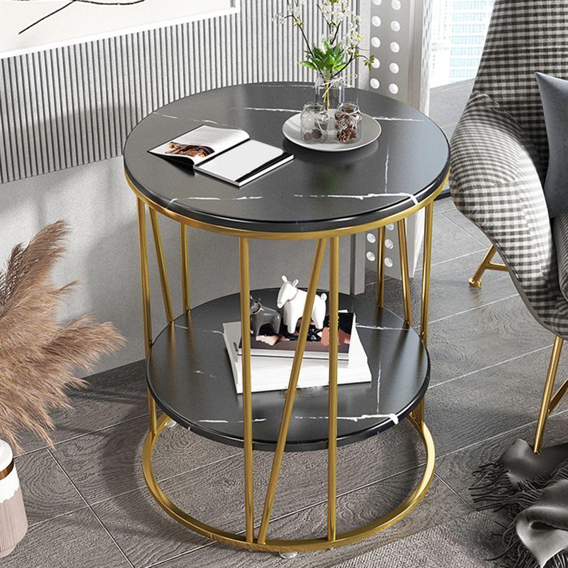 Glam Round Wooden Top End Table Steel Frame Sofa Side End Table for Living Room Clearhalo 'Coffee & Accent Tables' 'End & Side Tables' 'end_side_tables' 'furn' 'furn_end_side_tables' 'Furniture' 'Living Room Furniture' 1200x1200_441943c3-64ab-4e98-8826-588647c6ef3f