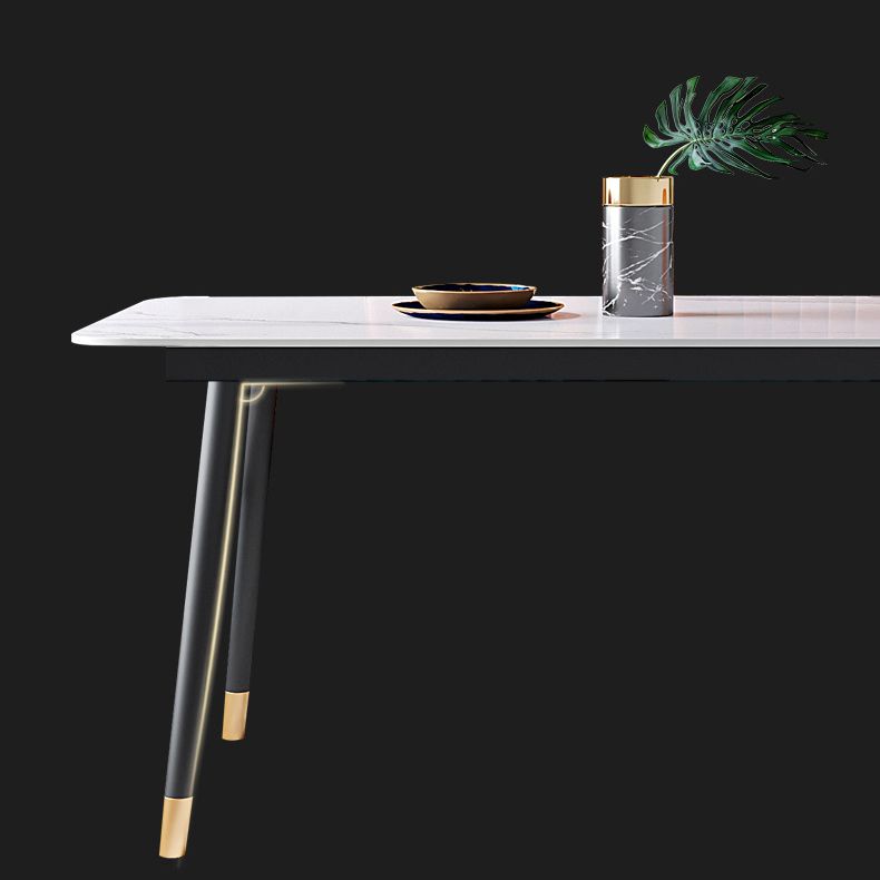 Metal Modern Rectangle Dining Table Sintered Stone Top Table with 4 Legs Clearhalo 'Dining Tables & Seating' 'Dining Tables' 'dining_table' 'furn' 'furn_dining_table' 'Furniture' 'Kitchen & Dining Furniture' 1200x1200_441963dc-d7ce-4b67-9978-571abfcbbd3f