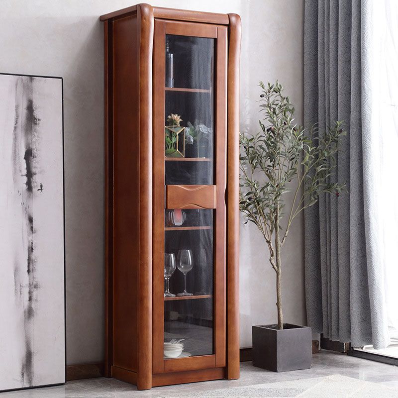 Traditional Display Stand Rubber Wood Storage Cabinet for Living Room