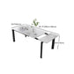 Modern Rectangular Stone Top Dining Table Extendable for Small Spaces in Grey