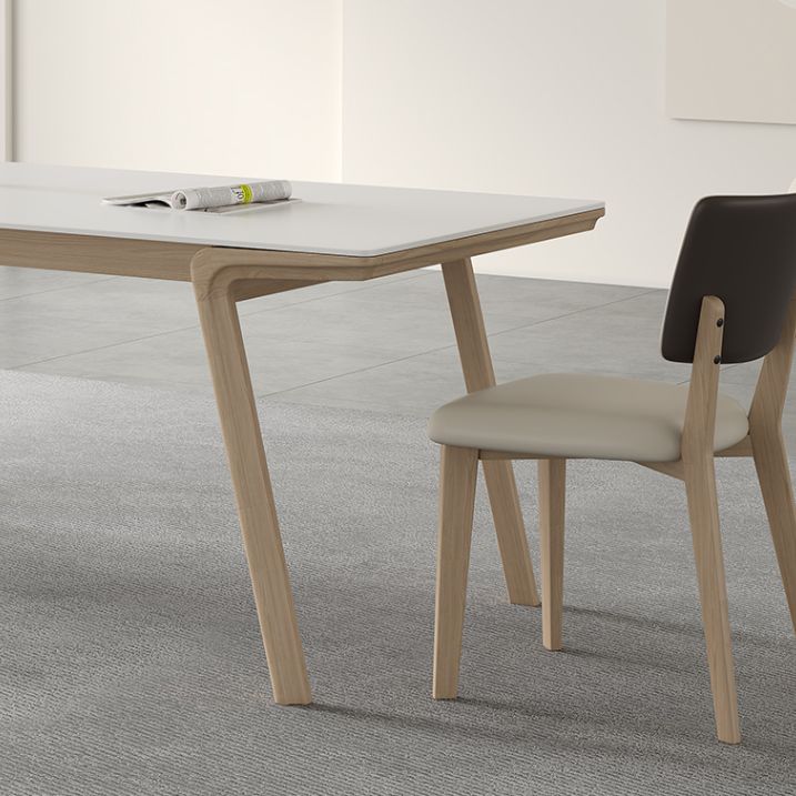 Mesa de comedor rectangular de madera maciza con 4 patas, mesa de comedor para comedor