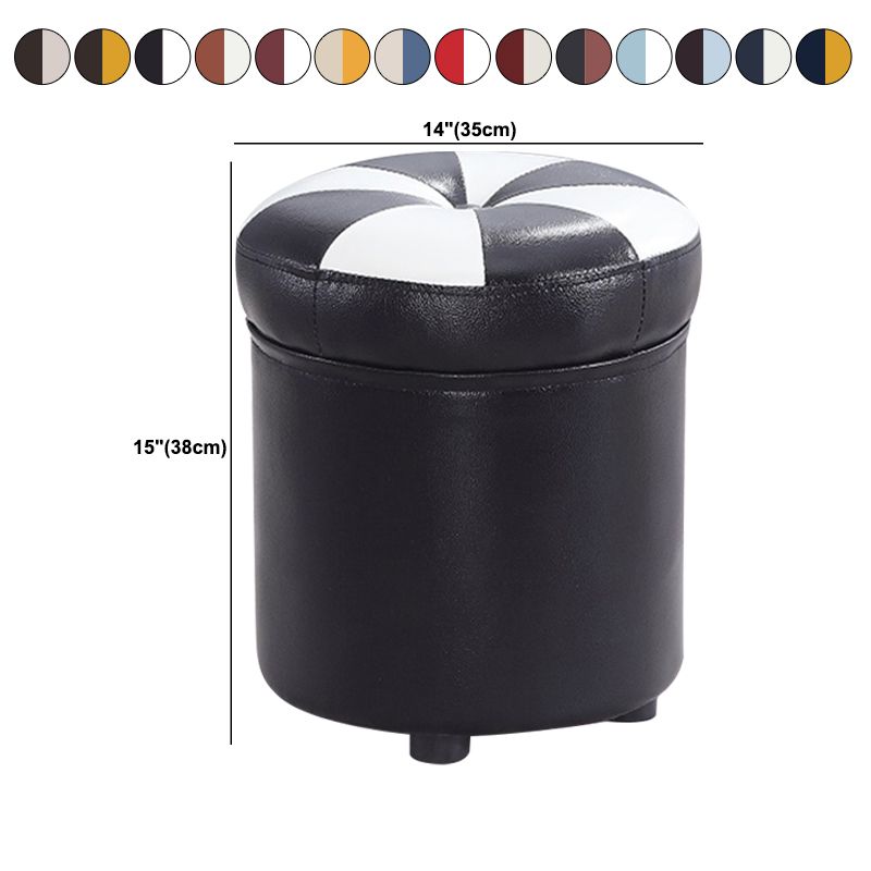 Modern Pouf Ottoman Faux Leather Tufted Geometric Printed Cylinder Shape Ottoman Clearhalo 'furn' 'furn_ottomans_poufs' 'Furniture' 'Living Room Furniture' 'Ottomans & Poufs' 'ottomans_poufs' 1200x1200_441b1740-77f4-4d7e-877d-f1aaea8be0e1