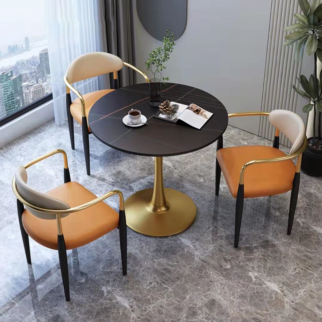 Designer Style Leather Arm Chair Matte Finish Open Back Dining Chair (Set of 2) Clearhalo ' kitchen&dining_furn' 'Dining Chairs' 'Dining Tables & Seating' 'dining_chair' 'furn' 'furn_dining_chair' 'Furniture' 'furniture_dining_chair' 'Kitchen & Dining Furniture' 'kitchen' 1200x1200_441bb151-9292-46f7-a73c-cd102df5cd7d