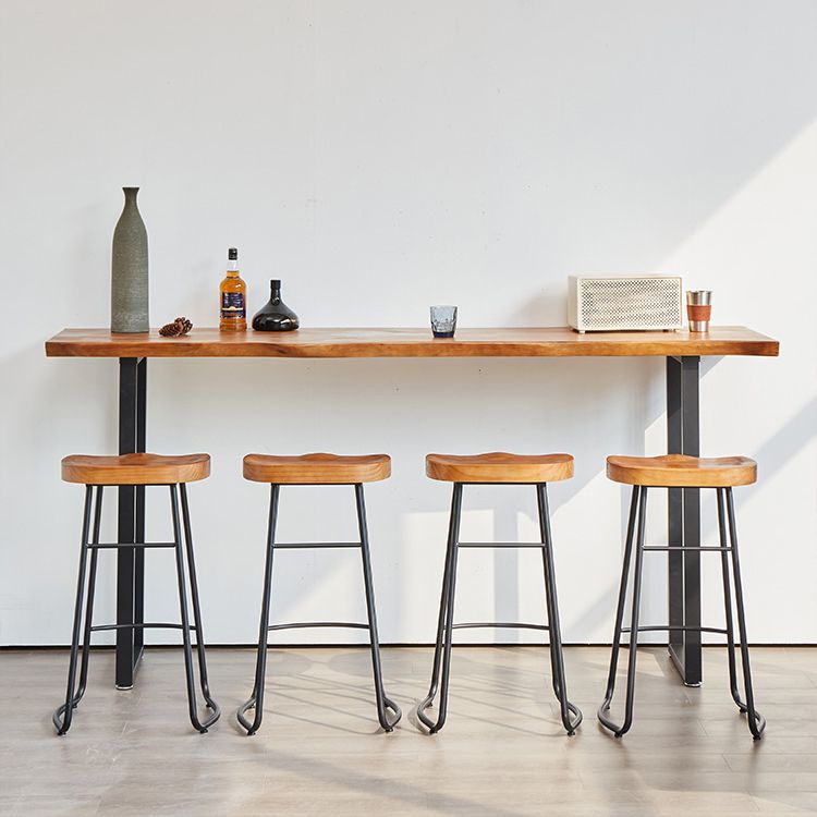Ensemble de Table de pub rectangulaire industrielle, comptoir en bois avec tabourets hauts, 1/2/4/5 pièces