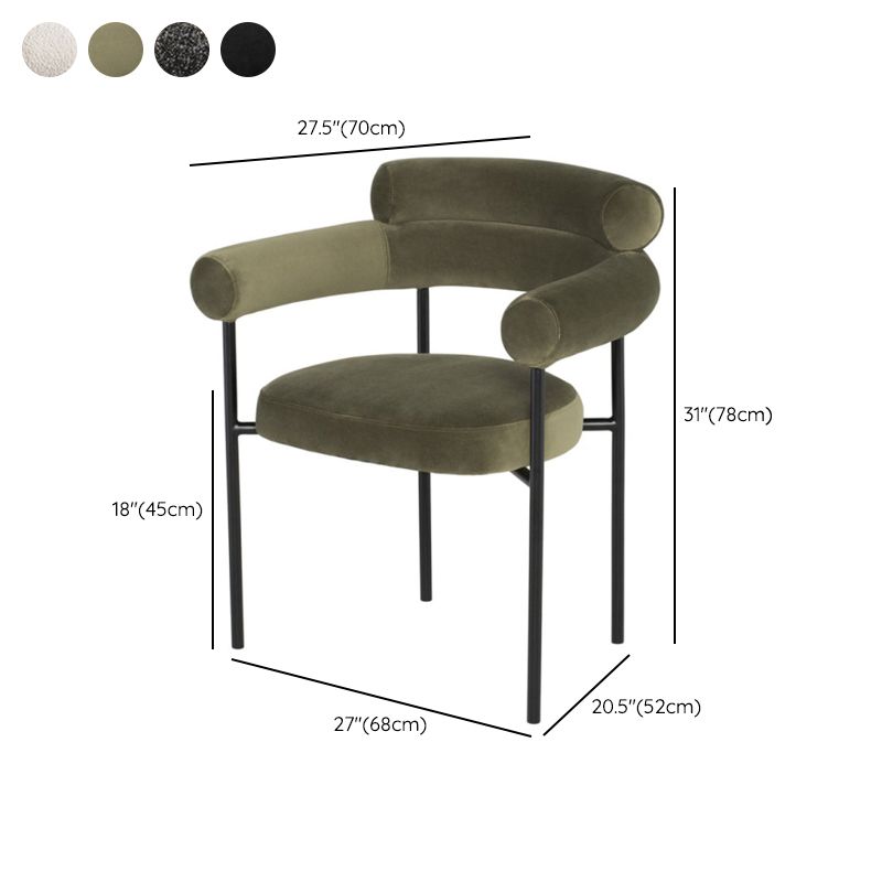 Nordic Style Upholstered Open Arm Dining Chair in Matte Finish Clearhalo 'Dining Chairs' 'Dining Tables & Seating' 'dining_chair' 'furn' 'furn_dining_chair' 'Furniture' 'Kitchen & Dining Furniture' 1200x1200_441dd07f-88c8-4247-97fb-fb7a64eb4a23