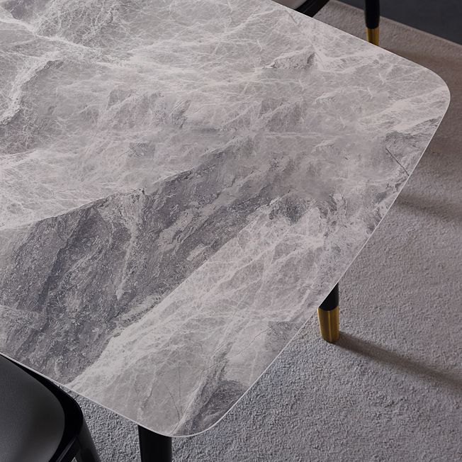 Rectangle 4 Legs Luxury Dining Table Grey Tone Fixed Table of Sintered Stone Clearhalo ' dining_table' 'Dining Tables & Seating' 'Dining Tables' 'furn' 'furn_dining_table' 'Furniture' 'furniture_dining_table' 'Kitchen & Dining Furniture' 'kitchen&dining_furn' 'kitchen' 'kitchen_dining_table' 1200x1200_441fda59-dd59-4e05-bb38-79b02643eb63