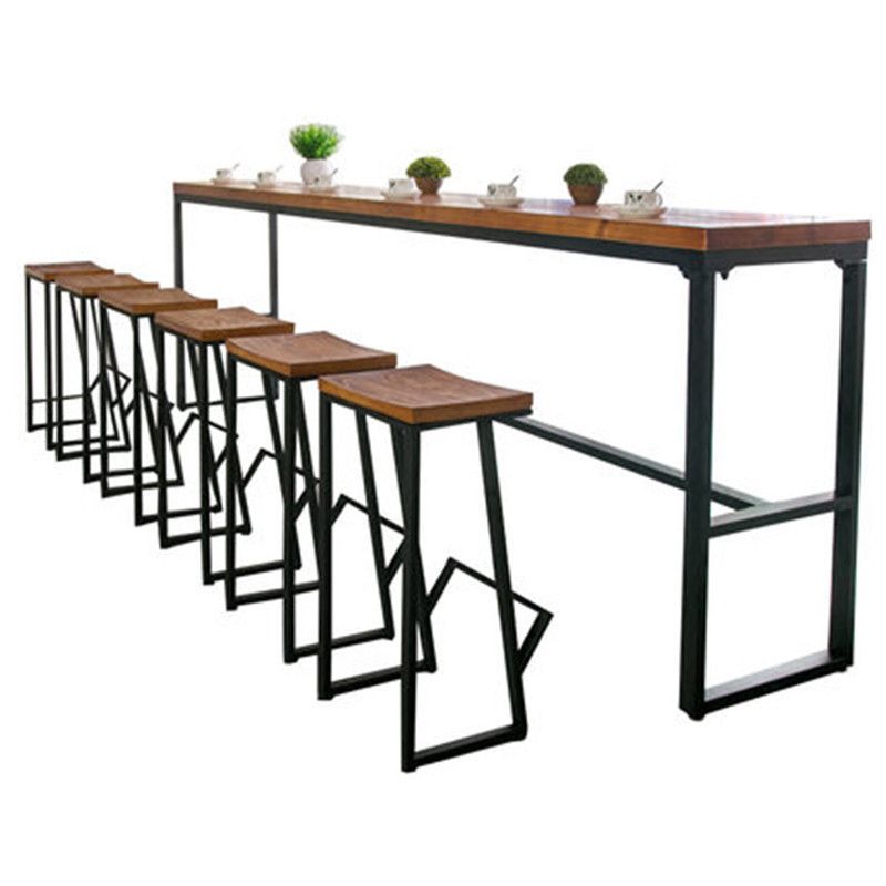 Conjunto moderno de barra de madera maciza, cafetería, juego de mesa y taburete rectangulares de 1/2/7 piezas