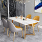Glam Rectangle Dining Table Set 1/4/5 Pieces White Stone Top Dinette Set Clearhalo 'Dining Room Sets' 'Dining Tables & Seating' 'dining_room_set' 'furn' 'furn_dining_room_set' 'Furniture' 'Kitchen & Dining Furniture' 1200x1200_44234849-a1ba-4ea8-a9e8-c0edc08bcc88