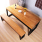 Ensemble de table à manger en bois massif industriel avec bancs 1/3 pièces