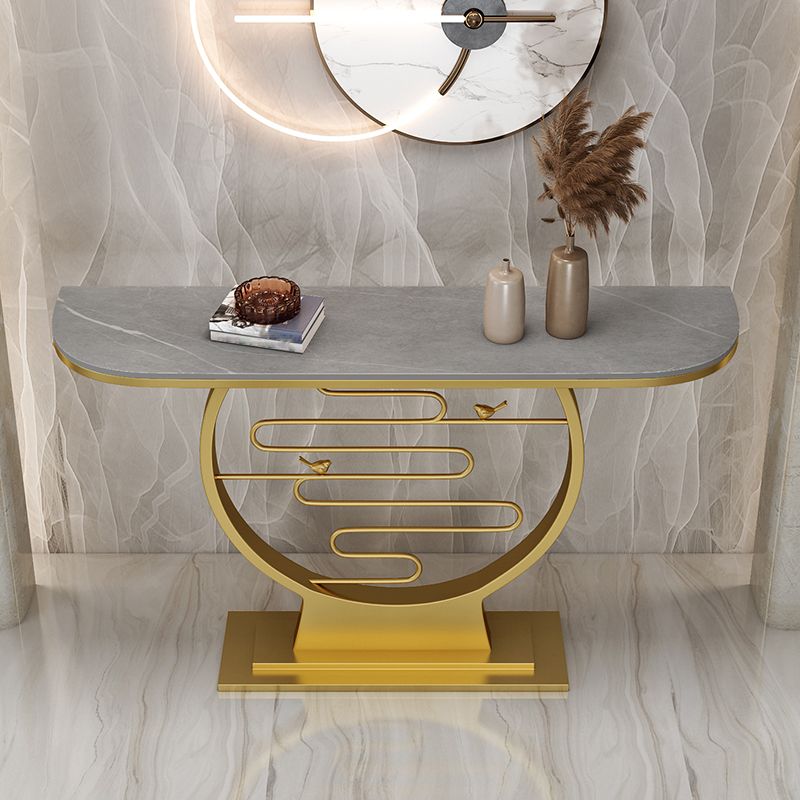 Console resistente al graffio di marmo di mezza luna/metallo per la sala