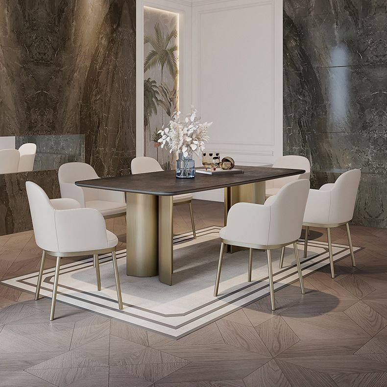 1/4/5/7 Pieces Designer Style Rectangle Dining Set Sintered Stone Top Dinette Table Set Clearhalo 'Dining Room Sets' 'Dining Tables & Seating' 'dining_room_set' 'furn' 'furn_dining_room_set' 'Furniture' 'Kitchen & Dining Furniture' 1200x1200_4426b74a-cd64-4aa8-8a77-1f753ad2cb47