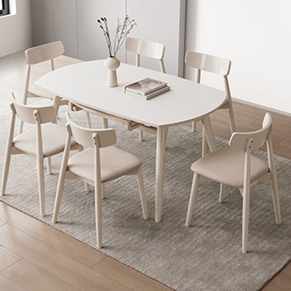 Round Extendable Dining Table Modern White Stone Tabletop with Double Drop Leaf Clearhalo 'Dining Tables & Seating' 'Dining Tables' 'dining_table' 'furn' 'furn_dining_table' 'Furniture' 'Kitchen & Dining Furniture' 1200x1200_4426ff28-4625-4da0-8c80-413070f65c96