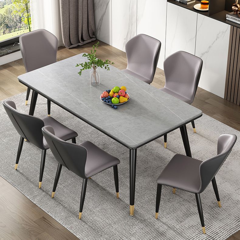 Modern Style Sintered Stone Dining Table 4 Legs Carbon Steel Base Rectangle Table for Home Clearhalo ' dining_table' 'Dining Tables & Seating' 'Dining Tables' 'furn' 'furn_dining_table' 'Furniture' 'furniture_dining_table' 'Kitchen & Dining Furniture' 'kitchen&dining_furn' 'kitchen' 'kitchen_dining_table' 1200x1200_44285535-e60e-45d6-a52b-c700512c4d9e