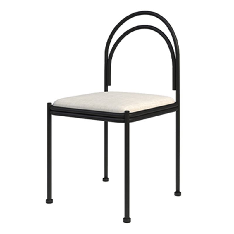 Sedia da pranzo industriale in metallo sedia laterale con finitura metallica con gambe nere