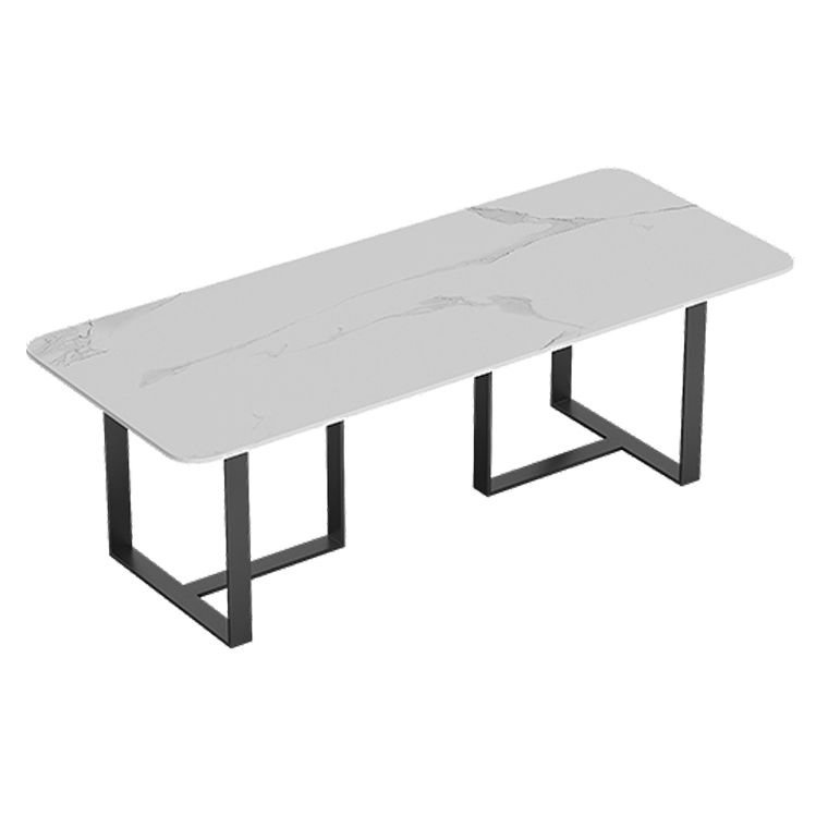 Sintered Stone White Dining Table Luxury Double Pedestal Table for Dining Room Clearhalo ' dining_table' 'Dining Tables & Seating' 'Dining Tables' 'furn' 'furn_dining_table' 'Furniture' 'furniture_dining_table' 'Kitchen & Dining Furniture' 'kitchen&dining_furn' 'kitchen' 'kitchen_dining_table' 1200x1200_442cb465-fefa-4eae-8421-3d50bec3486c