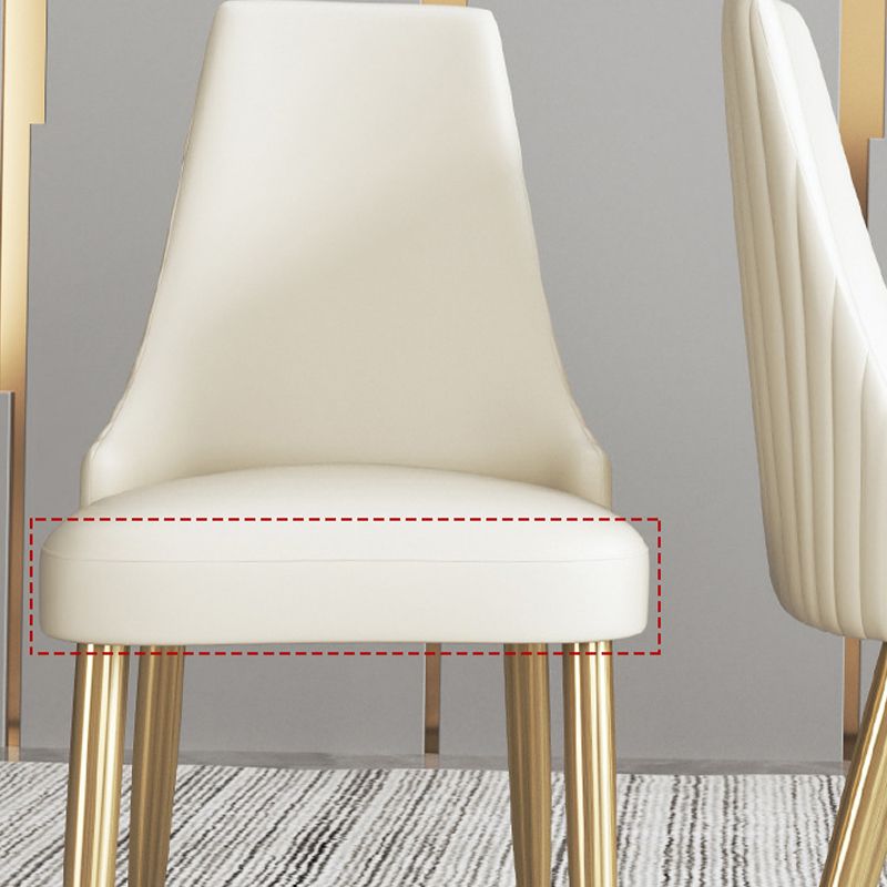 Glam Style Parsons Side Chair Leather White Indoor Dining Chair Clearhalo 'Dining Chairs' 'Dining Tables & Seating' 'dining_chair' 'furn' 'furn_dining_chair' 'Furniture' 'Kitchen & Dining Furniture' 1200x1200_442cd8c0-fd42-420d-8723-7724dc9d769e