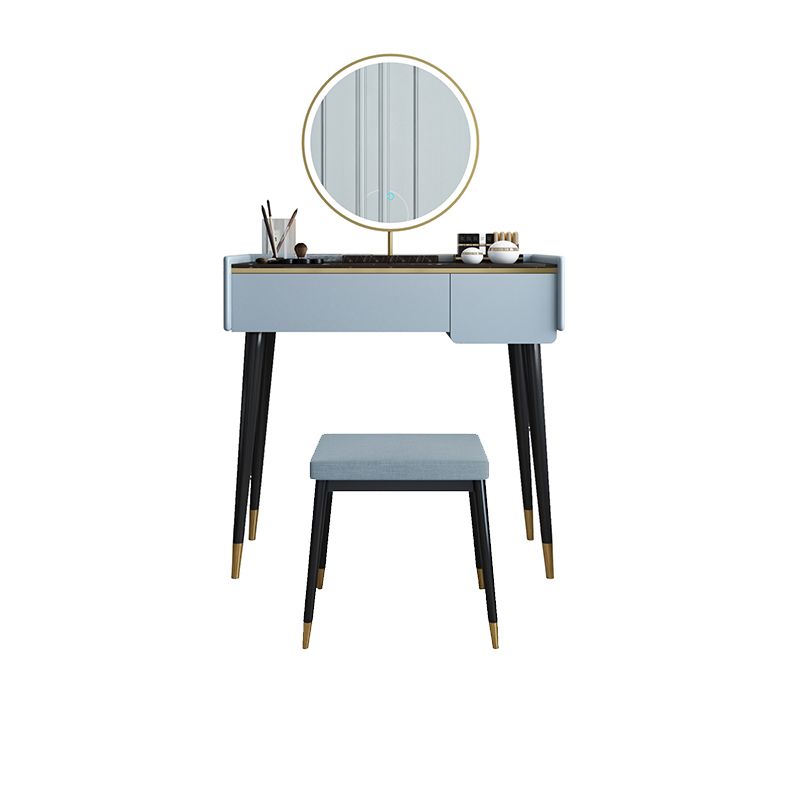 Glam houten framekrandtafel leisteen top ijdelheid met laden