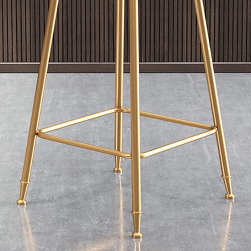 Nordic Armless Backrest Counter Stool Iron Cafe Bar Stool with Pedal and Velvet Cushion Clearhalo 'Bar Furniture' 'Bar Stools' 'bar_stools' 'furn' 'furn_bar_stools' 'Furniture' 'furniture_bar_stools' 'Kitchen & Dining Furniture' 1200x1200_442eb157-85f0-4224-b955-9b50ff456c43