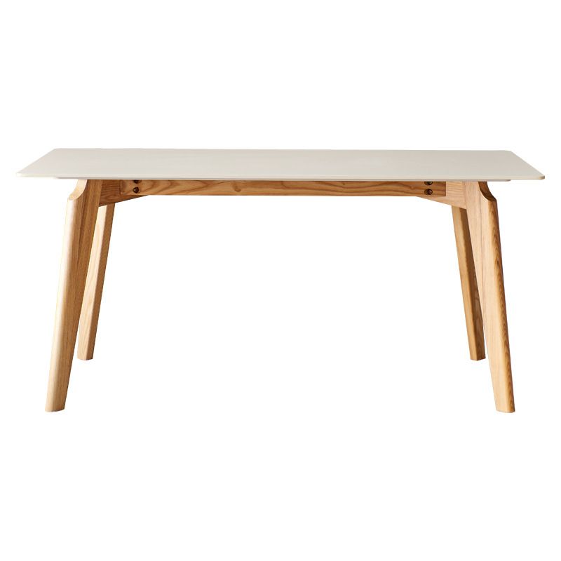 Mid-Century Modern Dining Table White Stone Top Table with Wooden Base Clearhalo 'Dining Tables & Seating' 'Dining Tables' 'dining_table' 'furn' 'furn_dining_table' 'Furniture' 'Kitchen & Dining Furniture' 1200x1200_442f0955-deab-495f-bbcf-a054255d7df1