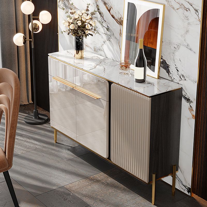Stone Credenza Contemporary Style Adjustable Shelving Server with Cabinets and Drawers Clearhalo 'buffet_sideboard' 'Buffets & Sideboards' 'furn' 'furn_buffet_sideboard' 'Furniture' 'Kitchen & Dining Furniture' 1200x1200_443092d6-fcbb-43b7-ac64-194bc64e21ed