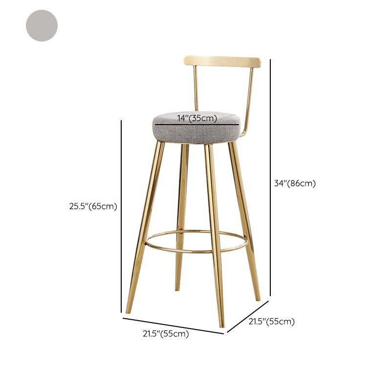 Indoor Round Counter Chair Upholstered Footrest Dining Stool in Grey and Gold Clearhalo 'Bar Furniture' 'Bar Stools' 'bar_stools' 'furn' 'furn_bar_stools' 'Furniture' 'Kitchen & Dining Furniture' 1200x1200_44314291-f940-49ad-8a0e-90f6c3497a44