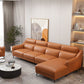 Genuine Leather Sectional Sofa,110" L Sloped Arms Stationary Sectional Sofa