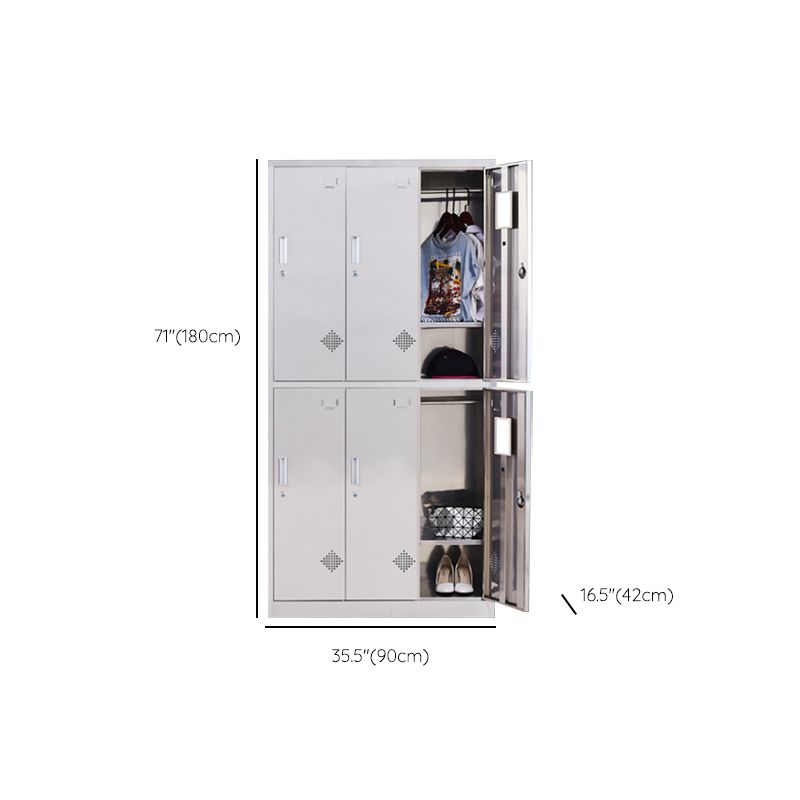 Silver Hinged Door Storage Cabinet Contemporary Stainless Steel Indoor Cabinet