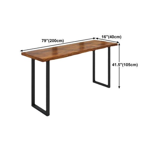 Pine Wood Bar Dining Table Industrial Bar Dining Table with Sled Base in Black Clearhalo 'Bar Furniture' 'Bar Tables' 'bar_tables' 'furn' 'furn_bar_tables' 'Furniture' 'furniture_bar_tables' 'Kitchen & Dining Furniture' 1200x1200_44373a8e-6143-4096-ac17-0dd43367568b