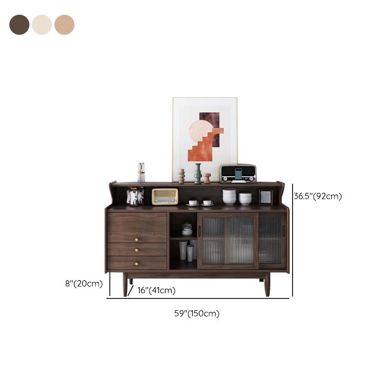 Moderno 2 cassetti laterali a tabellone antico pino credenza in legno massiccio con porta di vetro