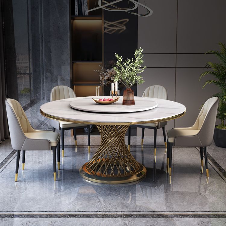 Metal Traditional Luxury Round Indoor Table Sintered Stone Table with Pedestal Clearhalo ' dining_table' 'Dining Tables & Seating' 'Dining Tables' 'furn' 'furn_dining_table' 'Furniture' 'furniture_dining_table' 'Kitchen & Dining Furniture' 'kitchen&dining_furn' 'kitchen' 'kitchen_dining_table' 1200x1200_443bf104-5977-4c48-8d91-0b30f1896cad