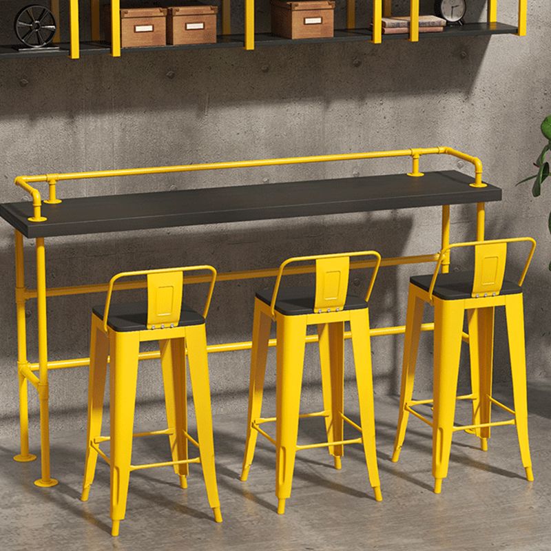 Yellow Iron Wood Bar Stool Industrial Style Low Back 29.53" Counter Stool with Square Seat Clearhalo 'Bar Furniture' 'Bar Stools' 'bar_stools' 'furniture_bar_stools' 'Kitchen & Dining Furniture' 'kitchen&dining_furn' 'kitchen' 'kitchen_furn' Furniture' 1200x1200_443c08bb-765e-47e7-b50a-e7c0b26b7241