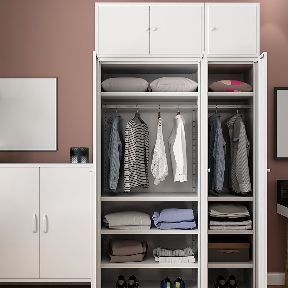 Metallic Finish Cabinet with Legs Contemporary Metal Wardrobe for Home Clearhalo 'Armoires & Wardrobes' 'armoires_wardrobes' 'Bedroom Furniture' 'furn' 'furn_armoires_wardrobes' 'Furniture' 1200x1200_443dfb78-2f25-4834-9526-58c1bb05d0e8