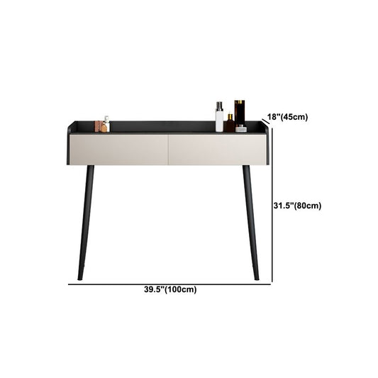 Black Stone Top Vanity Desk a 2 cassetti contemporanei tavolo da toeletta con sgabello