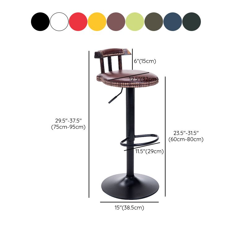 Industrial Leather Counter Height Stools Adjustable Height Bar Stool