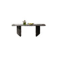 Simplicity Style Rectangle Marble Fixed Dinner Table with Double Pedestal