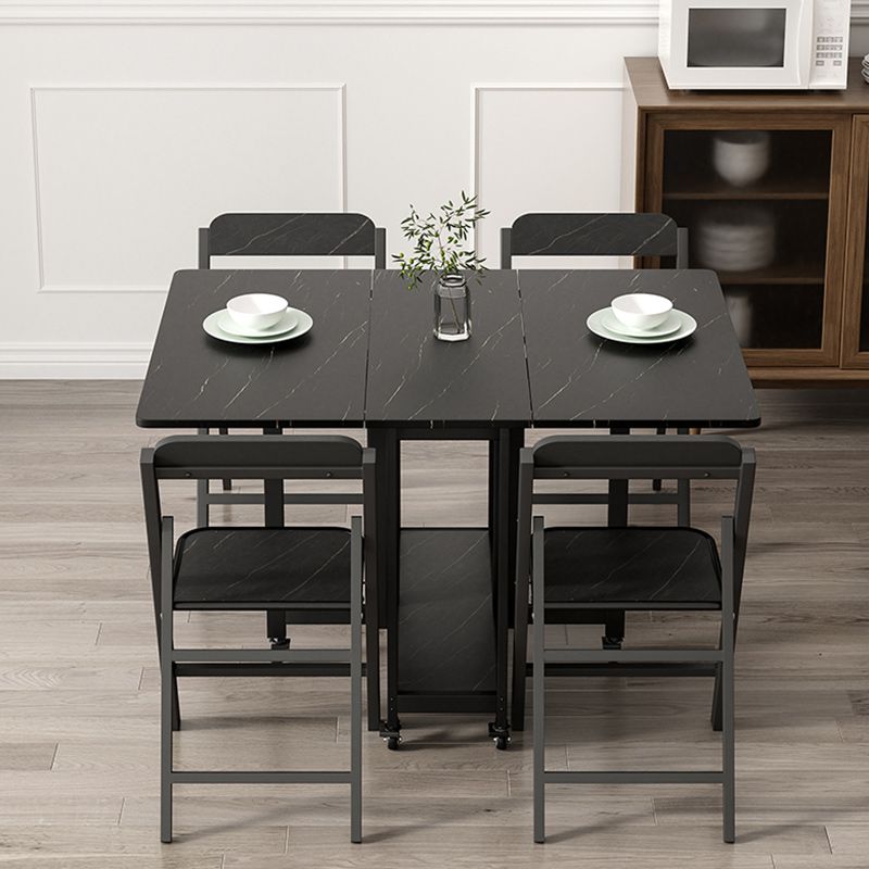 Black Rectangle Dining Set 1/2/3/4/5/7 Pcs Folding Dining Table Set with Chairs Clearhalo 'Dining Room Sets' 'Dining Tables & Seating' 'dining_room_set' 'furn' 'furn_dining_room_set' 'Furniture' 'Kitchen & Dining Furniture' 1200x1200_44450cb4-5199-4578-8af8-1daadeaadefa