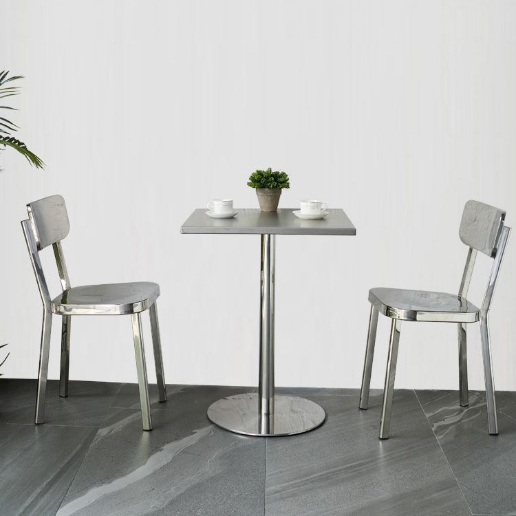 Industrial Style Stainless Steel Dining Table Square Table for Dinning Room Clearhalo ' dining_table' 'Dining Tables & Seating' 'Dining Tables' 'furn' 'furn_dining_table' 'Furniture' 'furniture_dining_table' 'Kitchen & Dining Furniture' 'kitchen&dining_furn' 'kitchen' 'kitchen_dining_table' 1200x1200_4445dba4-5e2b-4748-93c7-bbfb05f2d62e