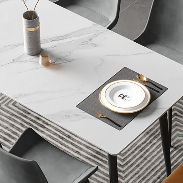 Fixed Sintered Stone Top Kitchen Table Set with 4 Legs Base Dining Table Sets for Home Clearhalo 'Dining Room Sets' 'Dining Tables & Seating' 'dining_room_set' 'furn' 'furn_dining_room_set' 'Furniture' 'furniture_dining_room_set' 'Kitchen & Dining Furniture' 'kitchen&dining_furn' 'kitchen' 1200x1200_4447cd4a-ab0e-4876-9d10-44ce4daad95c