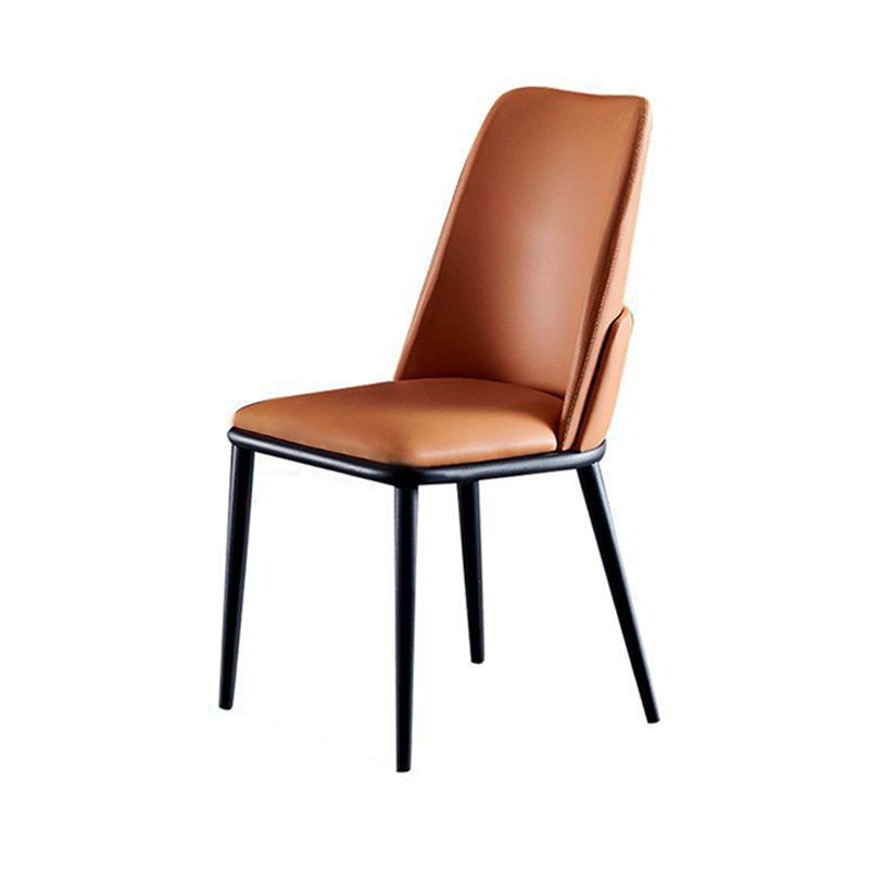 Chaise latéral à dos intérieure en métal contemporain en métal solide à dos solide