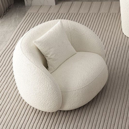 Contemporary 23.62 "/27.55" H White Wool Curved Sofa for Living Room