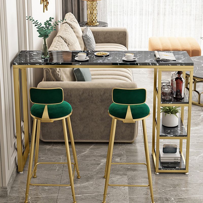 Stone Bar Dining Table Glam Style Rectangle Bar Table with Double Pedestal for Balcony Clearhalo 'Bar Furniture' 'Bar Tables' 'bar_tables' 'furn' 'furn_bar_tables' 'Furniture' 'Kitchen & Dining Furniture' 1200x1200_444a9559-5404-4dff-929d-5f389367902f