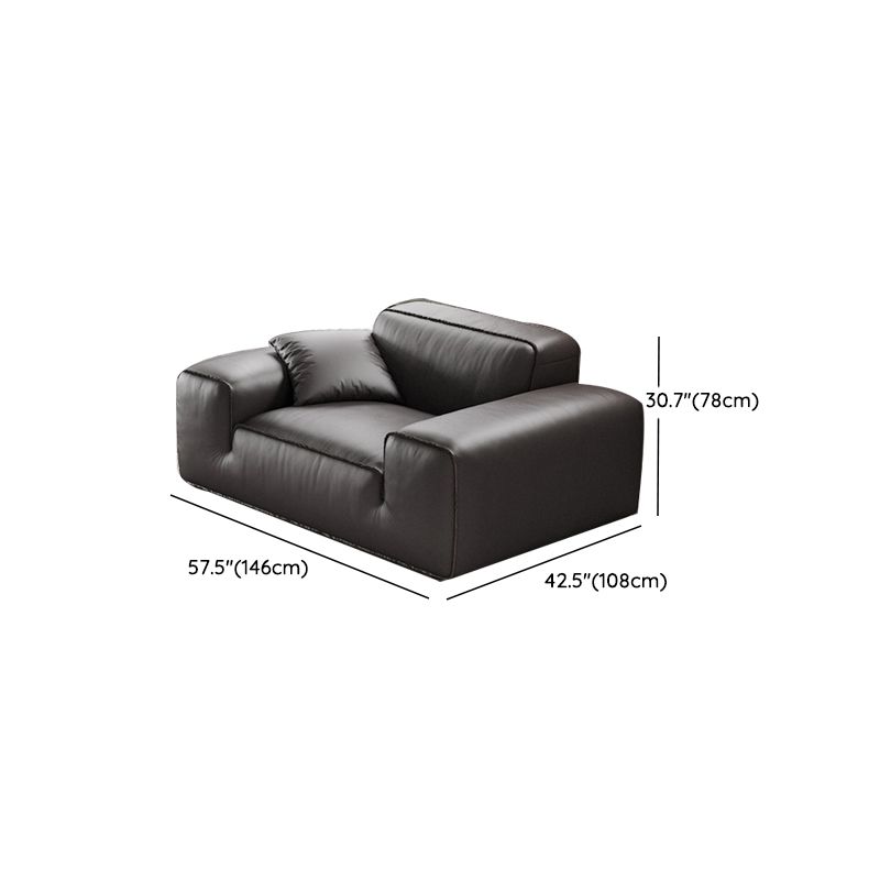 Black Genuine Leather Sectionals 30.7" H Square Arm Sectional Sofa Set Clearhalo 'furn' 'furn_sectionals' 'Furniture' 'Living Room Furniture' 'Sectionals' 1200x1200_444bbd3f-35fc-4fda-a275-efe6da16f528